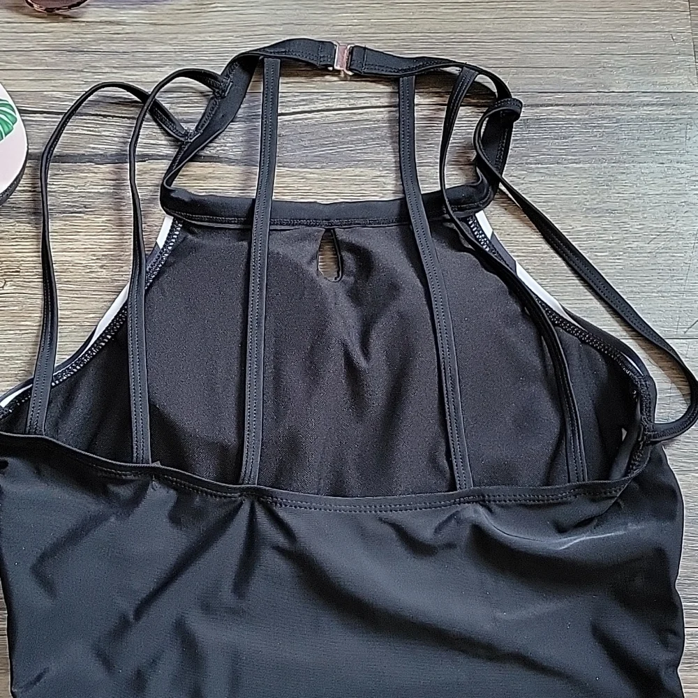 Black & White Mesh One Piece Swim - Picture 6 of 12